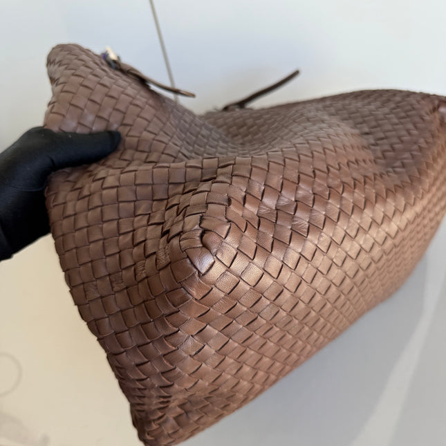 Bottega Veneta Cesta Shopper Tote Intrecciato Milk Chocolate Brown Leather Large 50cm