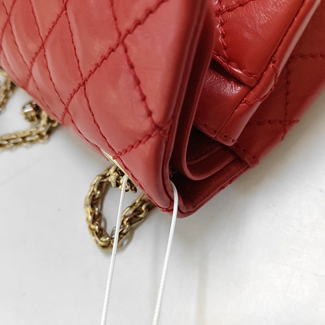 Chanel 2.55 Flap Bag Mini Red Lambskin Leather Gold-tone Hardware