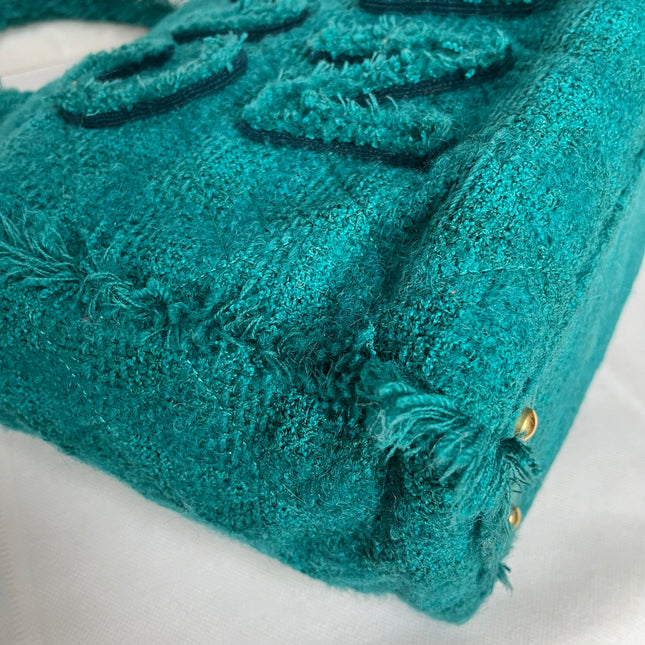 Chanel x Pharrel Williams Tweed Giant Logo Shopping Tote Green Quilted