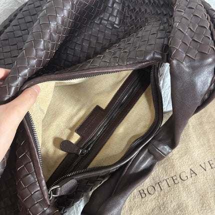 Bottega Veneta Belly Hobo Intreccio Leather Dark Chocolate Brown Large 50cm