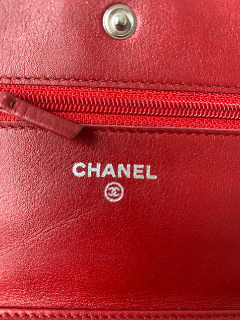Sold Chanel Wallet On Chains WOC Timeless/ Classic Red Patent Leather