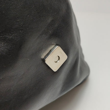 Fendi Mamma Baguette Black Lambskin Leather Green Enamel Buckle