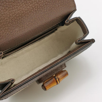 Gucci Bamboo 1947 Mini Brown Leather and Canvas Crossbody Bag