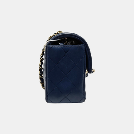 Chanel Classic Flap Rectangular Mini 2015 Navy Lambskin Gold Hardware