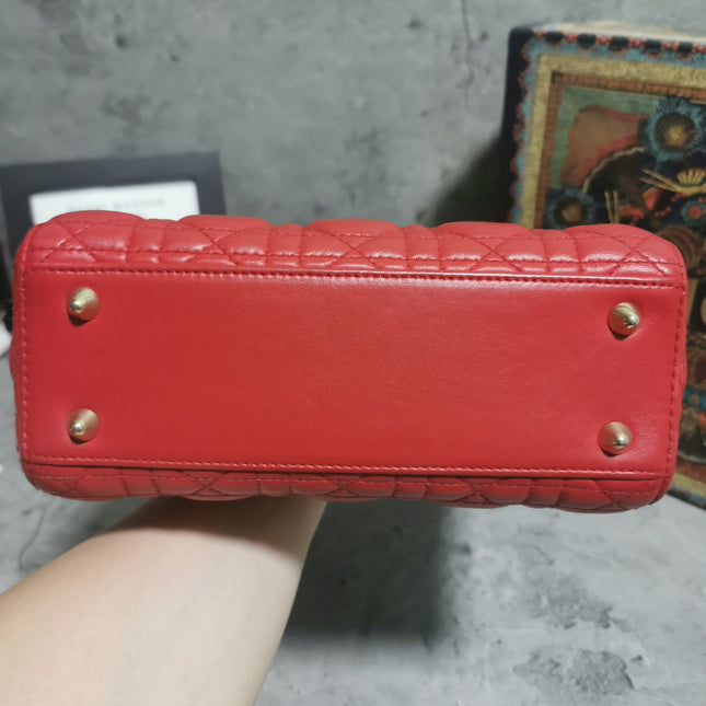 Sold Lady Dior Small My Abcdior Red Lambskin Cannage Leather