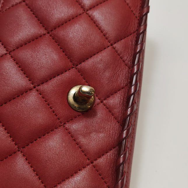 Chanel Classic Flap Medium Happy Stitch Red Aged Calfskin Leather Gold Hardware, 2015-2016