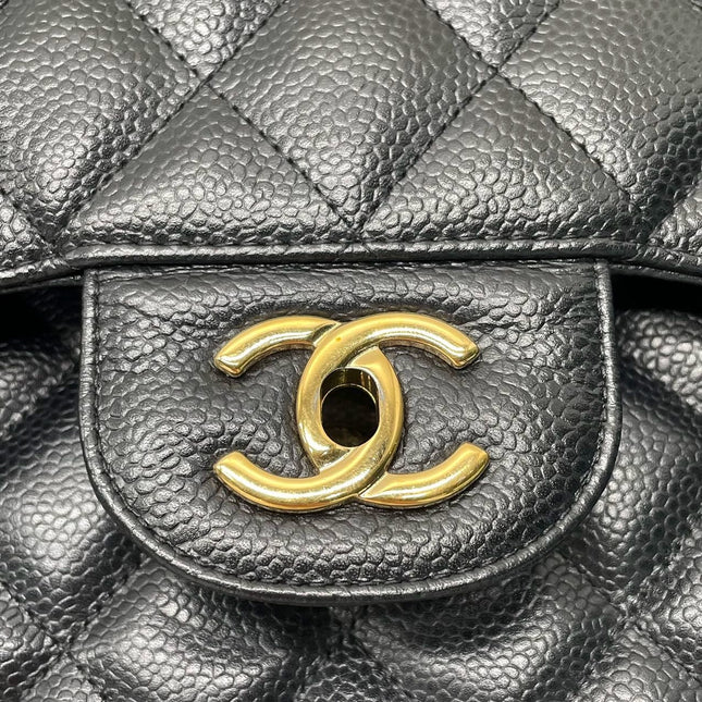 Chanel Classic Flap Jumbo Black Caviar Leather Double Flap with Gold Hardware, 2012