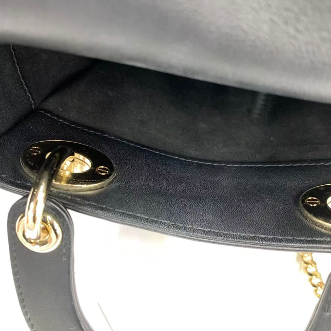 Lady Dior Mini Black Calfskin Leather with Multicolor Crystals Gold Hardware