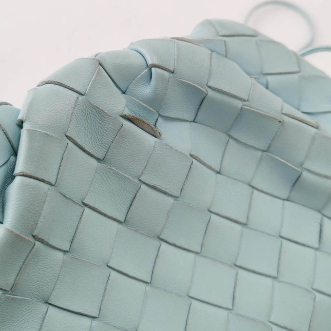 Sold Bottega Veneta Pouch Mini Intrecciato Blue Lambskin Leather Crossbody Bag