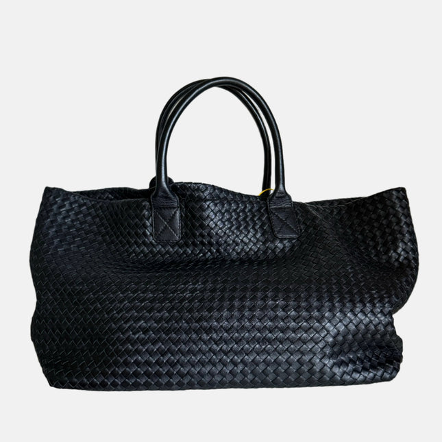Bottega Veneta Cabat Large Intreccio Leather Tote Bag Black 40cm-Luxbags