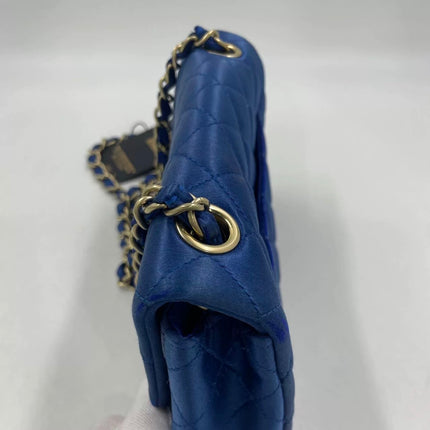 Chanel Classic Flap Mini 2013 Blue Silk Satin Gold Hardware