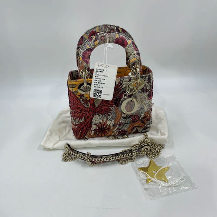 Lady Dior Mini Embroidered Phoenix Cloth Multicolor Handbag