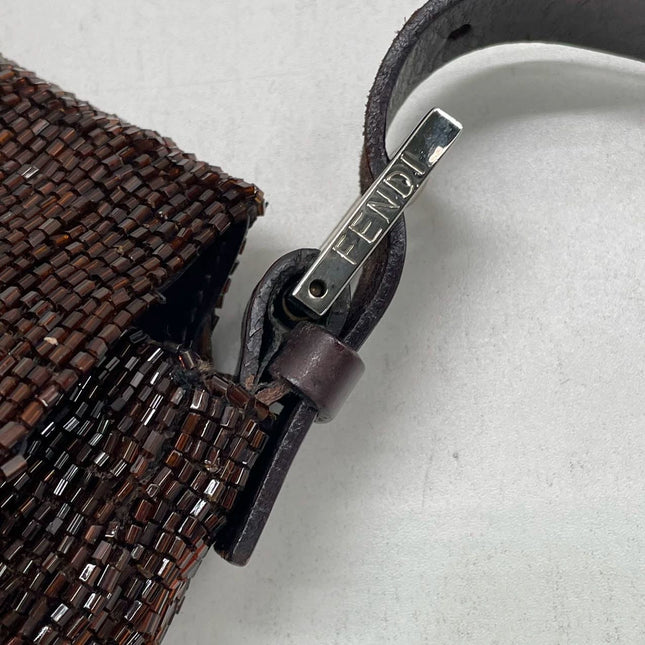 Sold Fendi Baguette Vintage Dark Chocolate Brown Glitter Beads