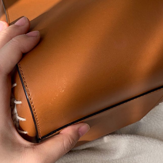 Loewe Hammock Mini Brown Leather Raffia Top Handle Crossbody Bag