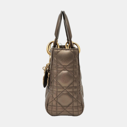 Lady Dior Mini Metallic Copper Gold Cannage Lambskin Gold Hardware Chain Strap