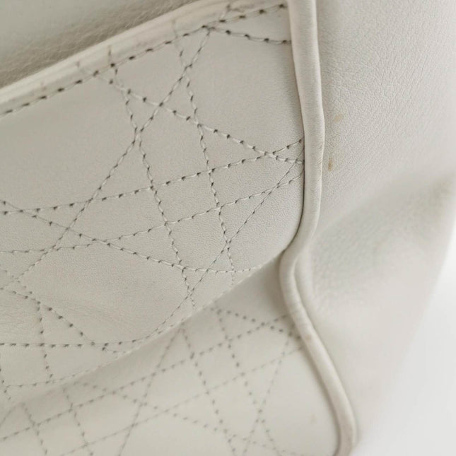 Sold Dior Cannage Leather Tote Bag White 2005 with Silver Hardware