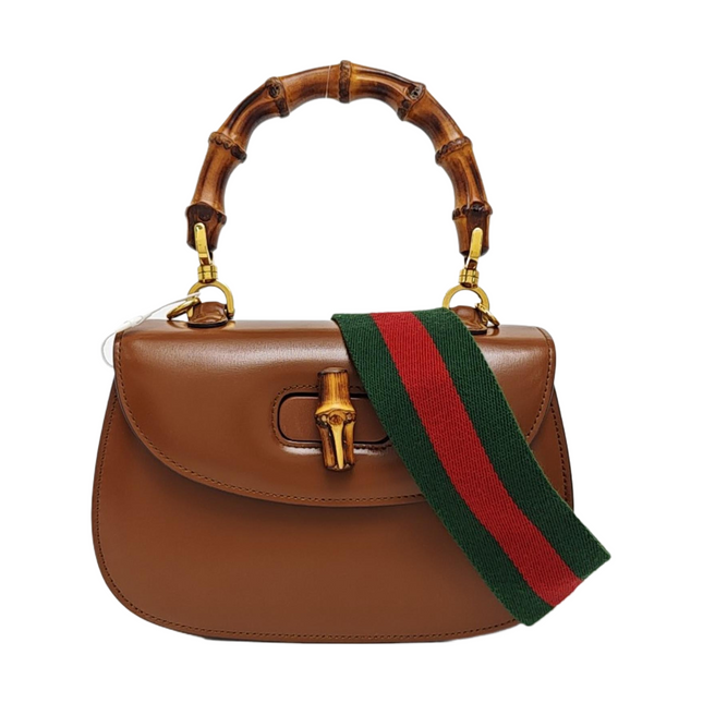Gucci Bamboo 1947 Small Brown Top Handle Bag Leather with Strap-Luxbags