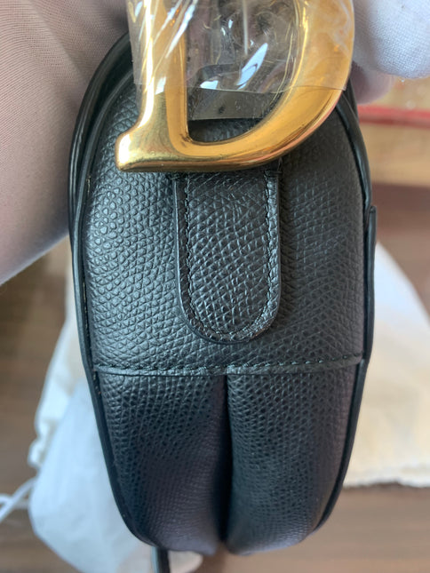 Sold Dior Saddle Black Medium Grained Leather Handbag with Gold Hardware