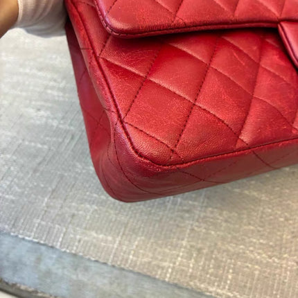 Chanel Classic Flap Medium Red Lambskin Leather with Silver Hardware 2012-13