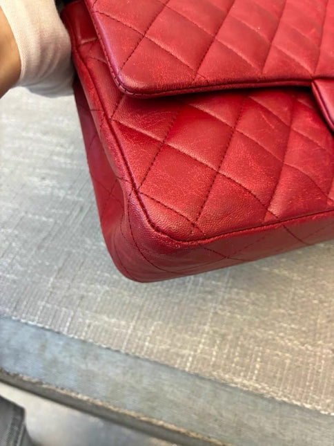 Chanel Classic Flap Medium Red Lambskin Leather with Silver Hardware 2012-13