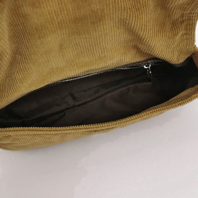 FENDI Baguette Vintage Corduroy Beige Brown Shoulder Bag