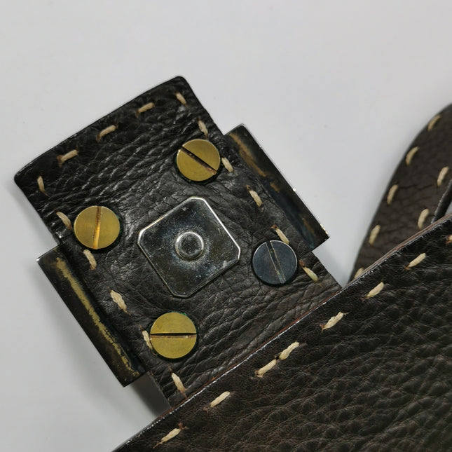 Fendi Baguette Selleria Calfskin Leather Brown Shoulder Bag