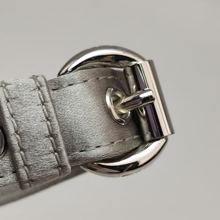 Lady Dior Mini Grey Silk with Crystals Silver Hardware
