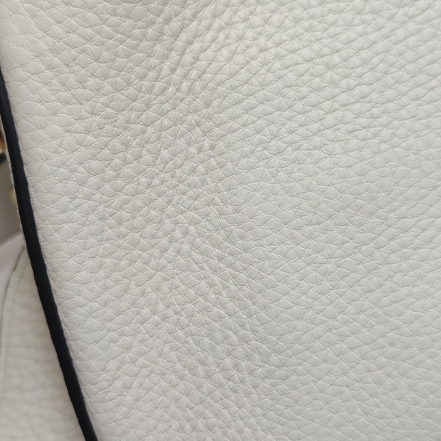Fendi Baguette Selleria Medium White Calfskin Leather Crossbody Bag