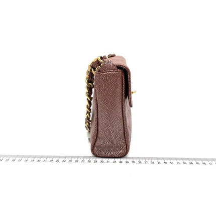 Chanel Vintage Medium Iridescent Brown Caviar Leather Shoulder Bag Gold Hardware