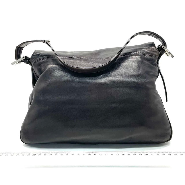 Fendi Mamma Baguette Chocolate Brown Lambskin Leather Silver Hardware