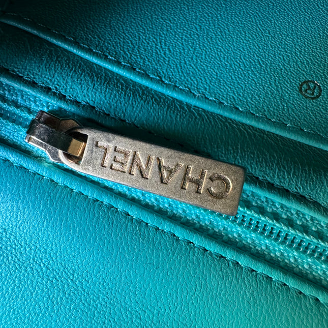 Chanel Classic Flap Mini 2018 Turquoise Blue Green Lambskin Leather Gold Hardware