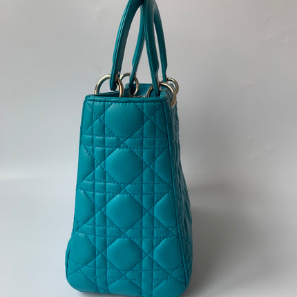 Sold Lady Dior Medium Bag Blue Cannage Lambskin Leather
