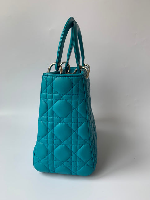 Sold Lady Dior Medium Bag Blue Cannage Lambskin Leather