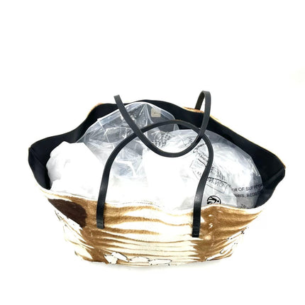Fendi Brown and White Zebra Print Ponyhair Tote with Metal Plates