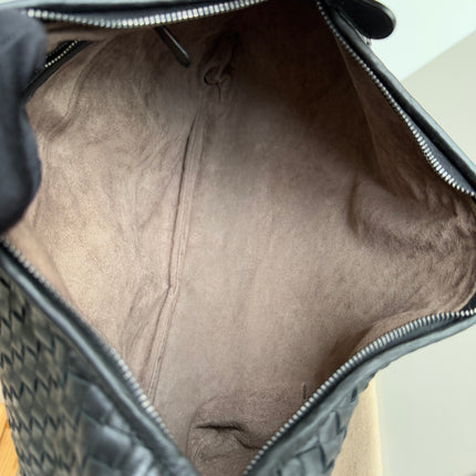 Bottega Veneta Intrecciato Hobo Bag Medium Black Leather 47cm