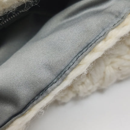 Fendi Baguette Bag White Crochet Knit Wool Pompom Shoulder Bag