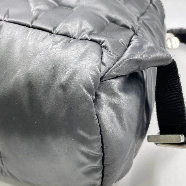 Chanel Doudoune Backpack Embossed Black Nylon Medium