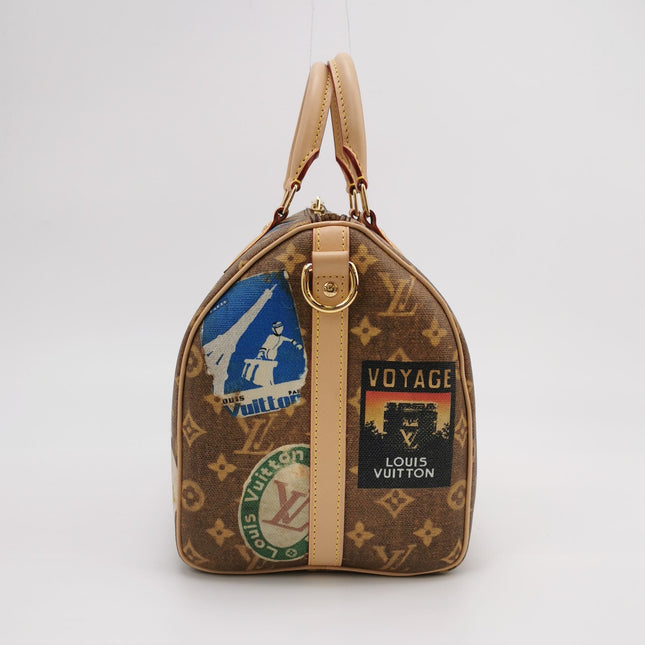 Louis Vuitton Speedy 30 Bandouliere Monogram Hotel Labels