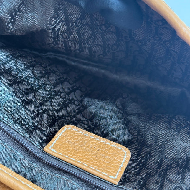 Dior Vintage Double Saddle Brown Leather Gold-tone Hardware