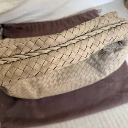Bottega Veneta Veneta Hobo Grey Intreciatto Leather Bag Medium
