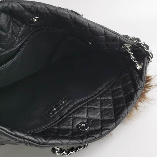 Sold Chanel Black Calfskin Fur Mademoiselle Lock 2way Tote, 2010
