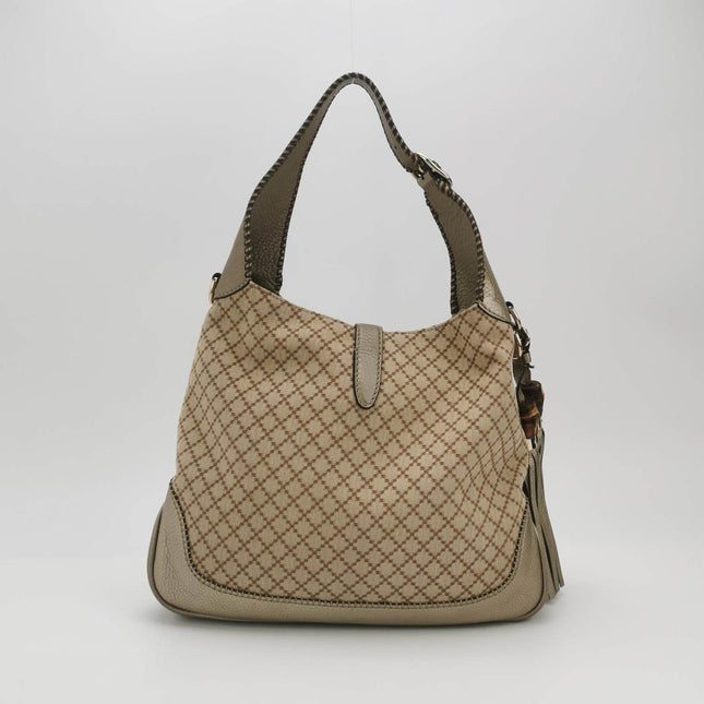Sold Gucci Jackie 1961 Soft Monogram Canvas and Leather Bag Medium