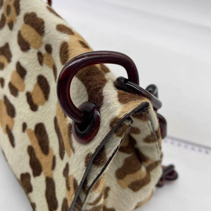 Prada Leopard Print Pony-style Calfskin Tortoise Strap Large Shoulder Bag