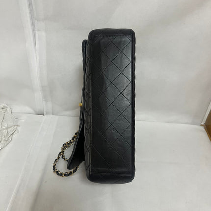 Chanel Classic Flap Maxi 2011 Black Lambskin Leather Double Flap with Gold Hardware