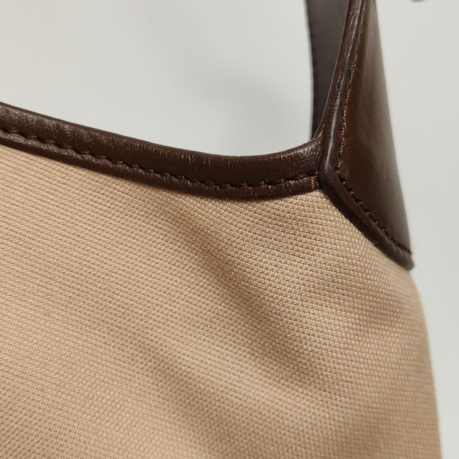 Sold Gucci Jackie Vintage Small Brown Leather and Fabric Silver Hardware