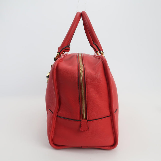 Loewe Amazona 36 Medium Red Leather Snail Lock Gold-tone Hardware