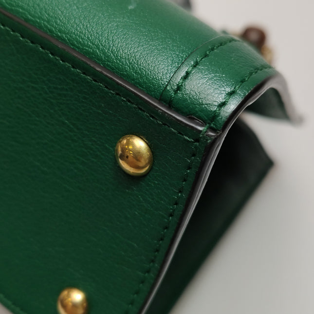 Gucci Diana Mini Green Leather Bag Bamboo Handle with Strap
