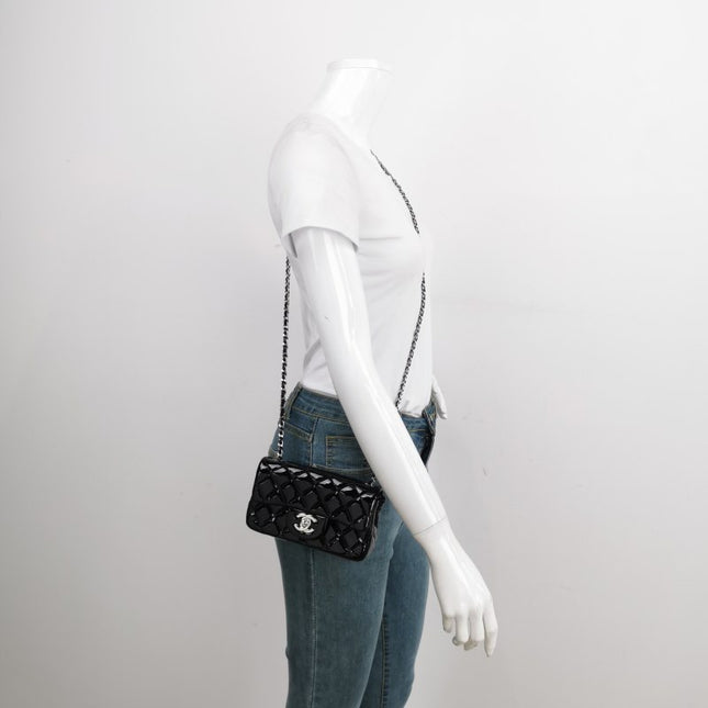Sold Chanel Classic Flap Rectangular Super Mini Black Patent Leather Silver Hardware