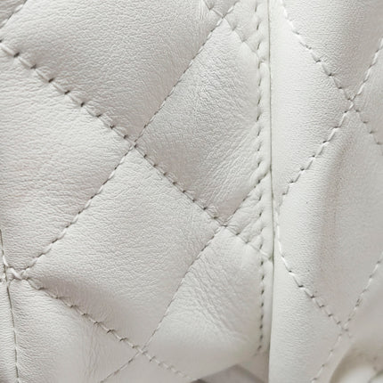 Chanel Cambon Multi-pocket Ligne Reporter Bag Large White Calfskin Leather