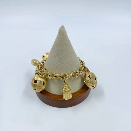 Celine 1990s Vintage Gold-tone Link Charms Bracelet-Luxbags